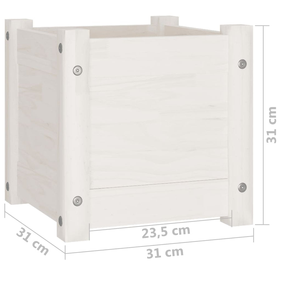 Plantenbak 3X3X3 Cm Massief Grenenhout 1 Wit