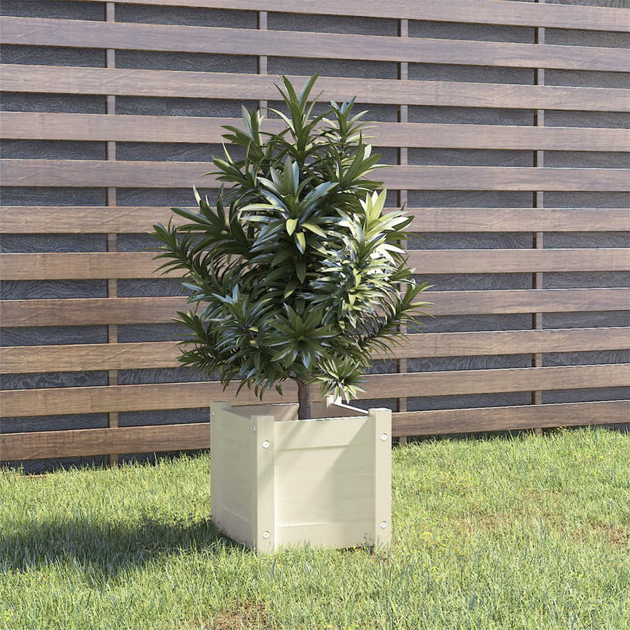 Plantenbak 3X3X3 Cm Massief Grenenhout 1 Wit