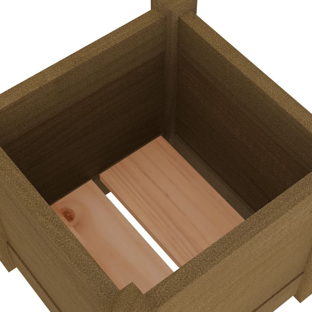 Plantenbak 3X3X3 Cm Massief Grenenhout 1 Honingbruin