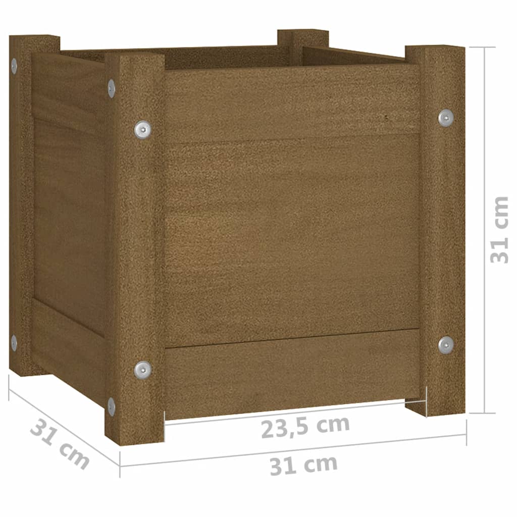 Plantenbak 3X3X3 Cm Massief Grenenhout 1 Honingbruin