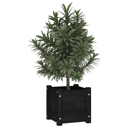 Plantenbak 31x31x31 cm massief grenenhout zwart