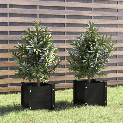 Plantenbakken 3X3X3 Cm Massief Grenenhout 2 1 Zwart