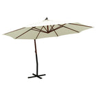 Zweefparasol Met Houten Paal 350 Cm Zandwit