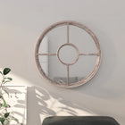 Spiegel rond 40 cm ijzer zandkleurig