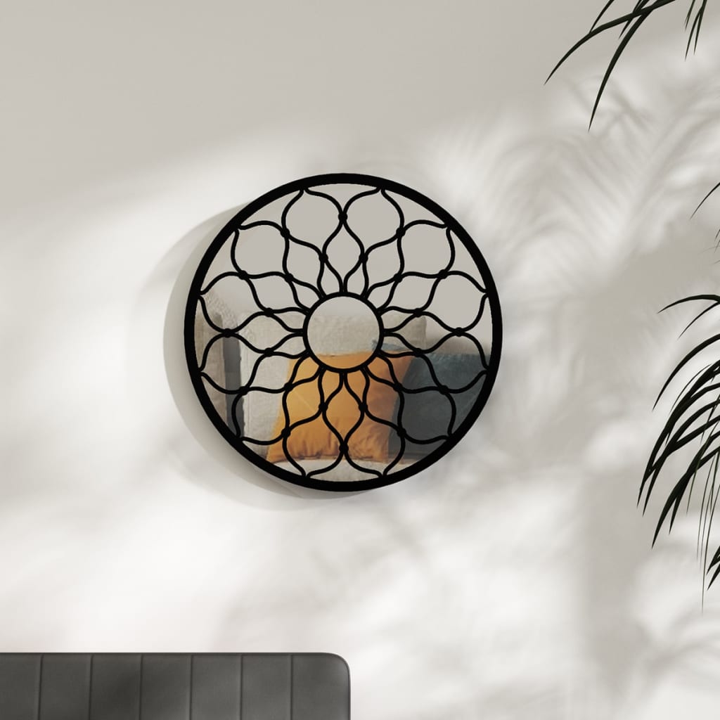 Spiegel Rond Ijzer 40 x 3 cm Zwart
