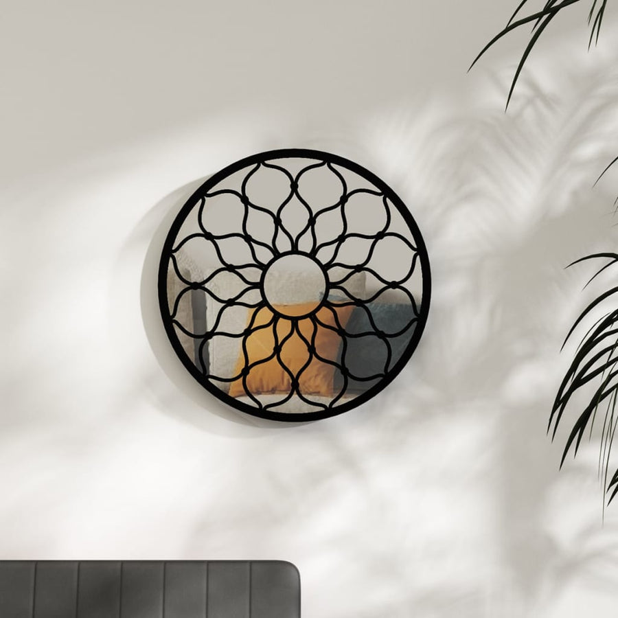 Spiegel Rond Ijzer 40 x 3 cm Zwart