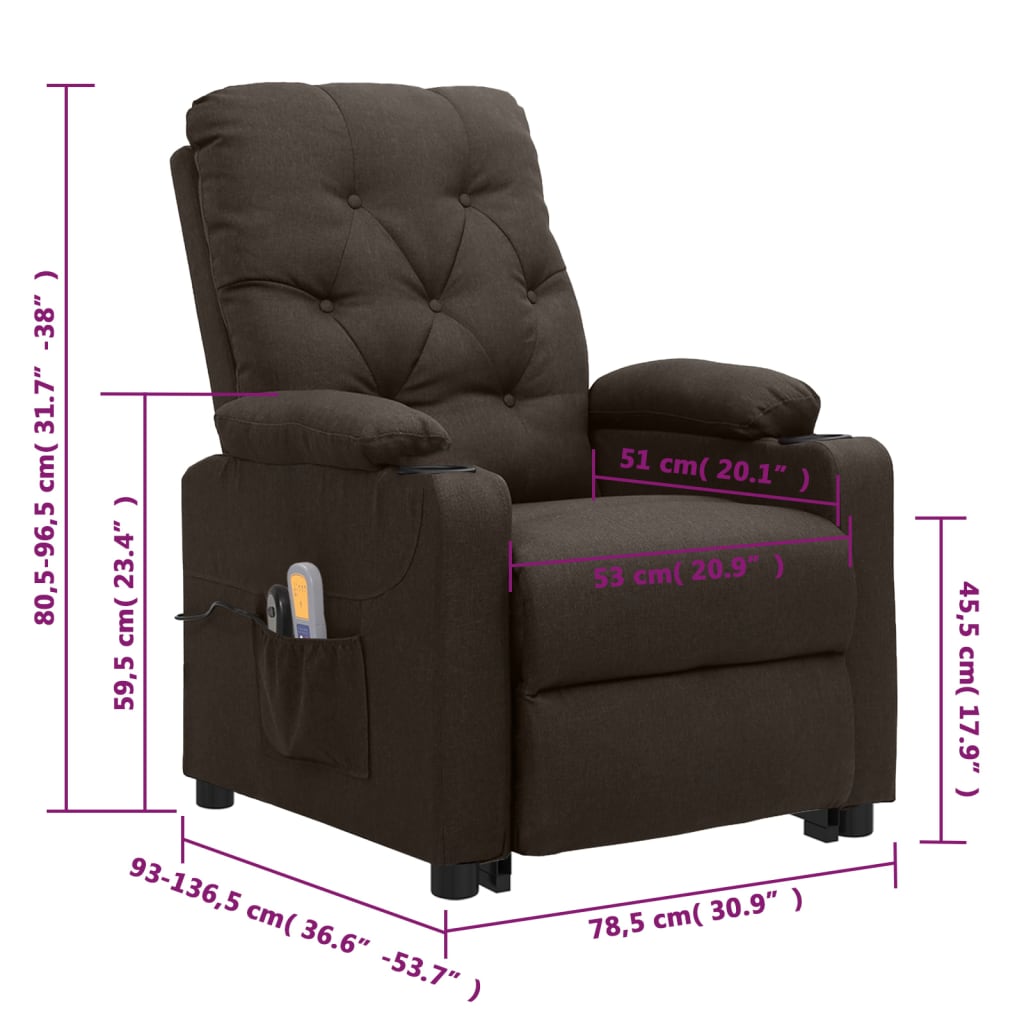 Sta-op-massagestoel stof donkerbruin