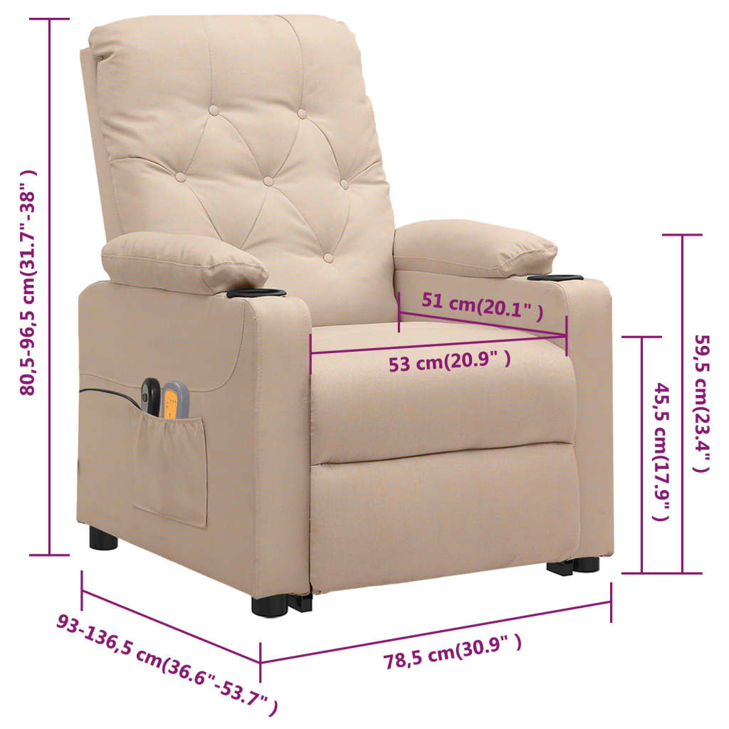 Sta-op-massagestoel stof crèmekleurig