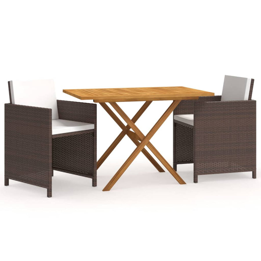 3-Delige Tuinset Met Kussens Poly Rattan Bruin