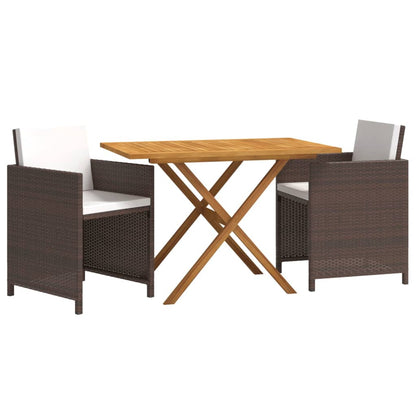 3-Delige Tuinset Met Kussens Poly Rattan Bruin