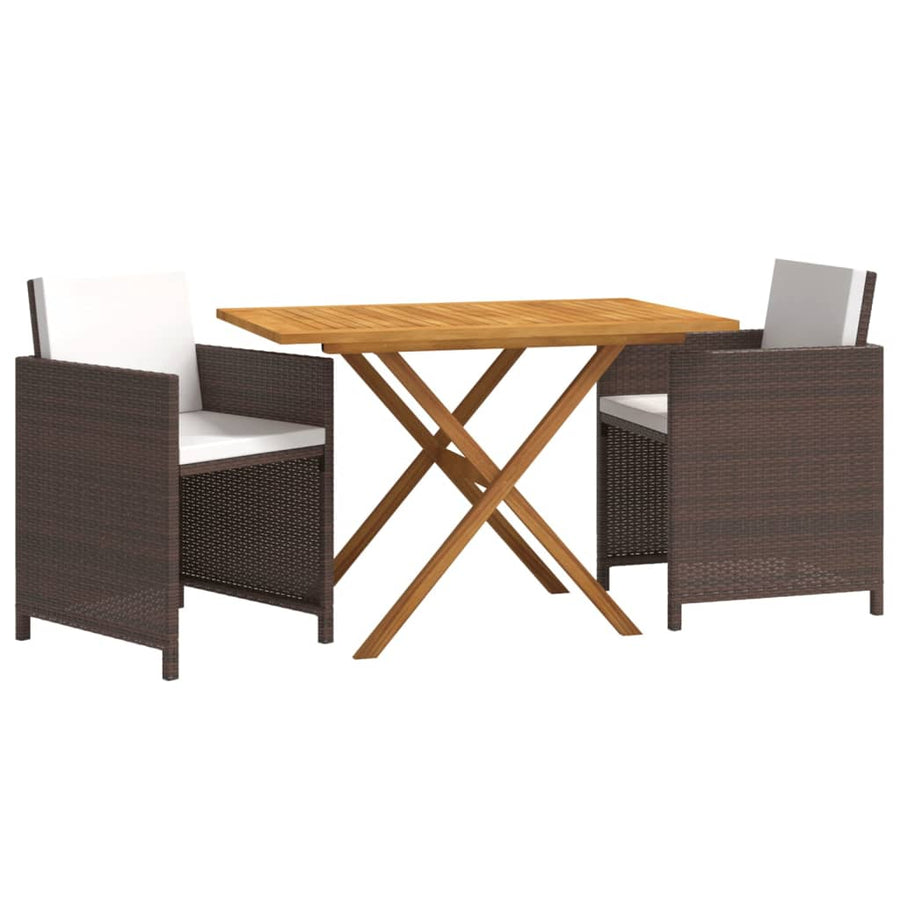 3-Delige Tuinset Met Kussens Poly Rattan Bruin