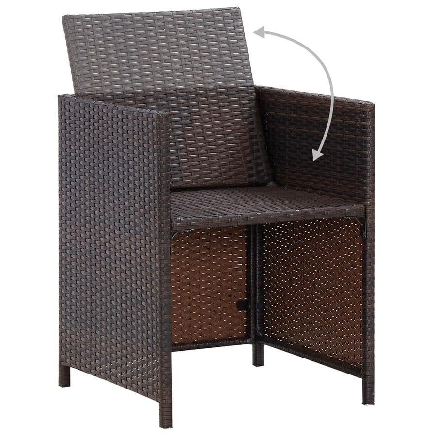 3-Delige Tuinset Met Kussens Poly Rattan Bruin