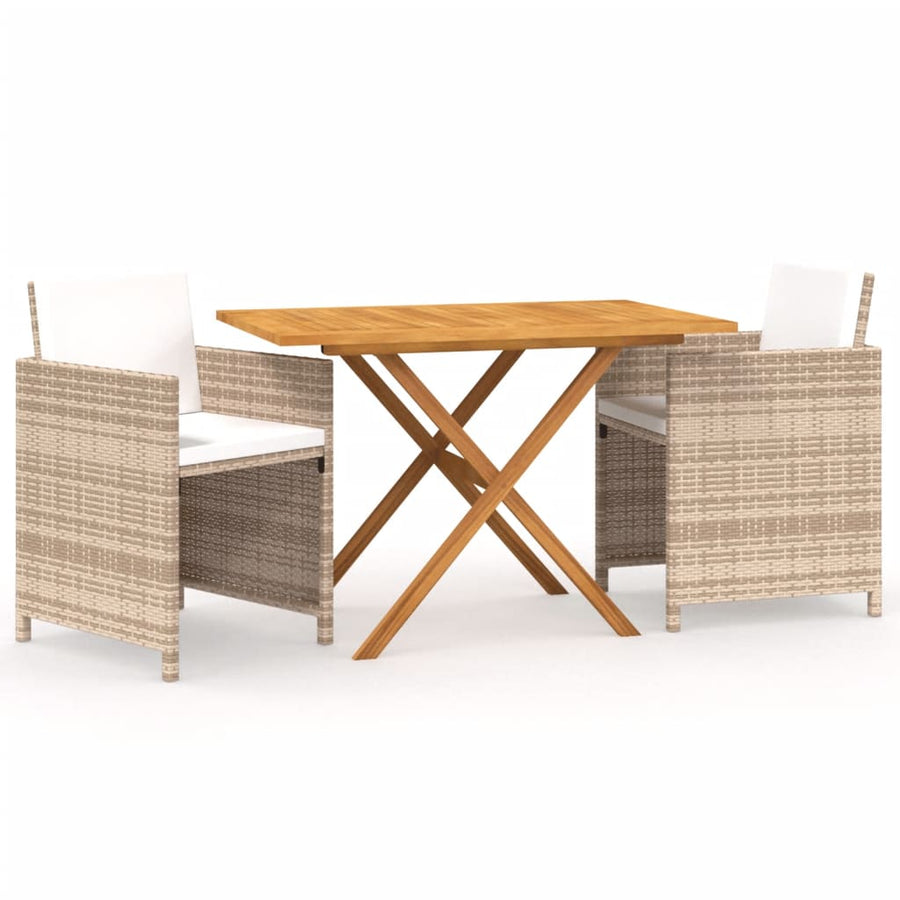 3-Delige Tuinset Met Kussens Beige