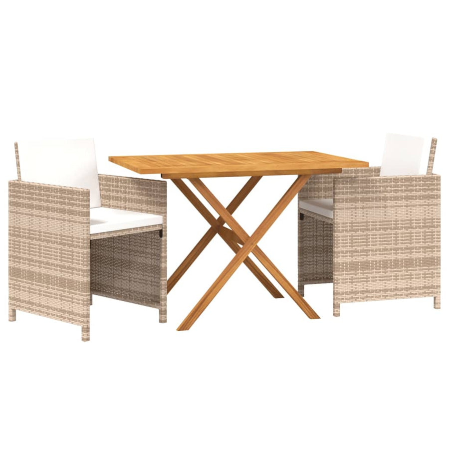 3-Delige Tuinset Met Kussens Beige