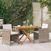 Tuinset 3-delig acaciahout PE-rattan beige