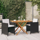 Tuinset 3-delig massief acaciahout PE-rattan zwart