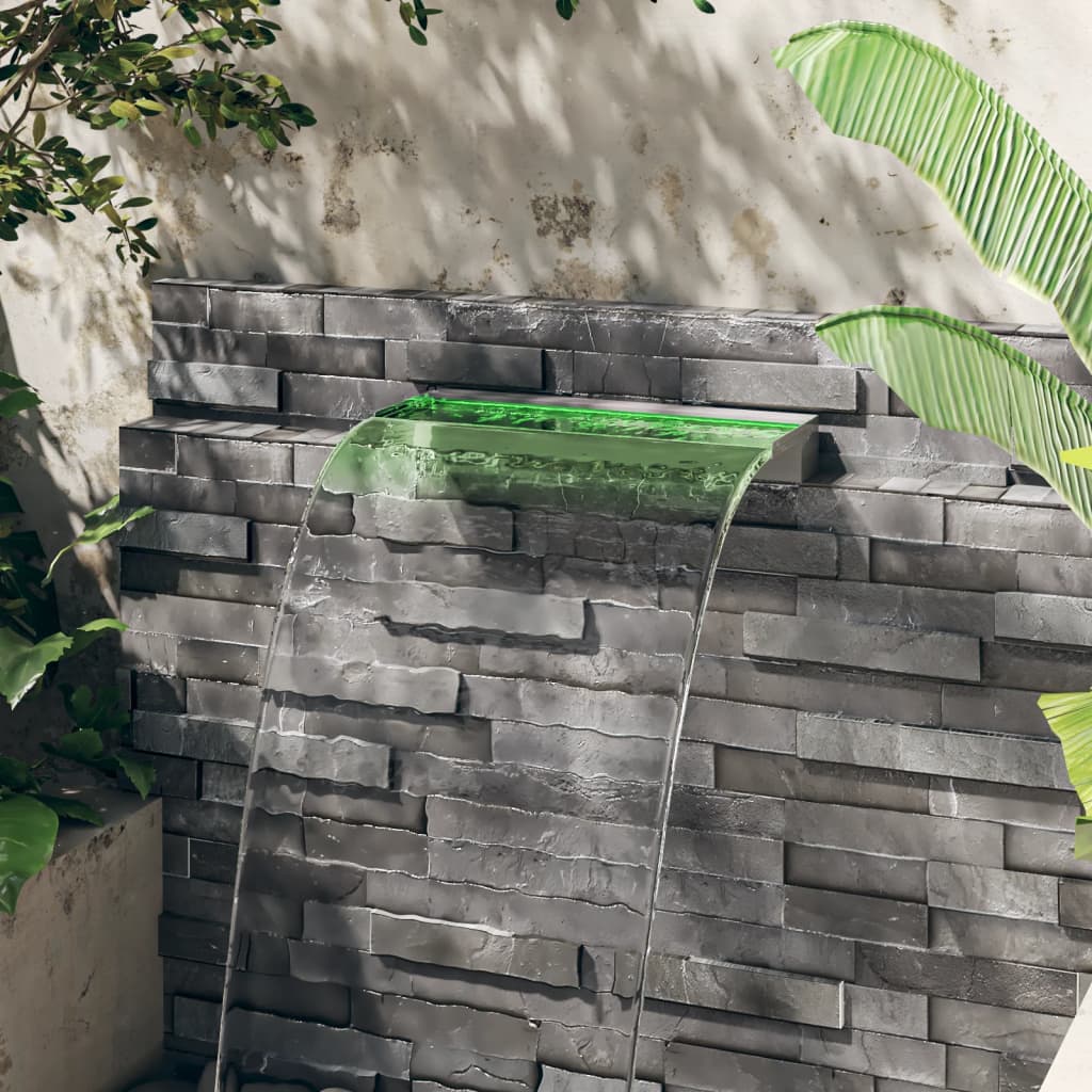 Watervaloverlaat Met Rgb Led's 60 Cm Roestvrij Staal 60 x 21 x 8 cm