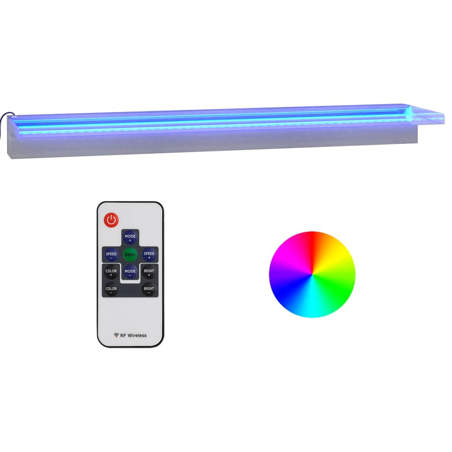 Watervaloverlaat Met Rgb Led's 90 Cm Roestvrij Staal 90 x 21 x 8 cm