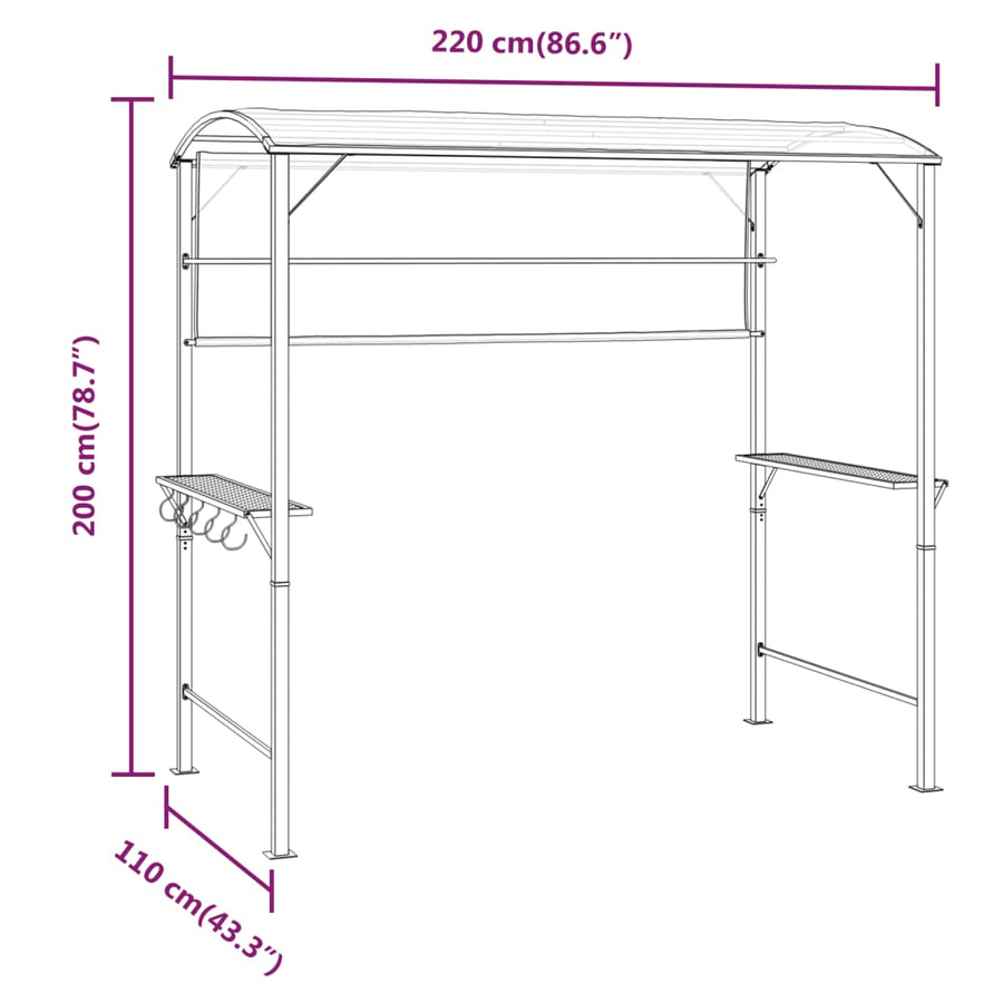 Prieel Met Dak 220X110X200 Cm Kleurig