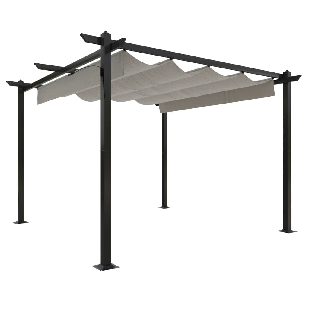 Tuinprieel Met Uittrekbaar Dak 3X3 M Kleurig 3 x 3 x 2.2 m Crème