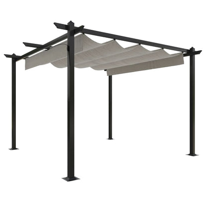 Tuinprieel Met Uittrekbaar Dak 3X3 M Kleurig 3 x 3 x 2.2 m Crème