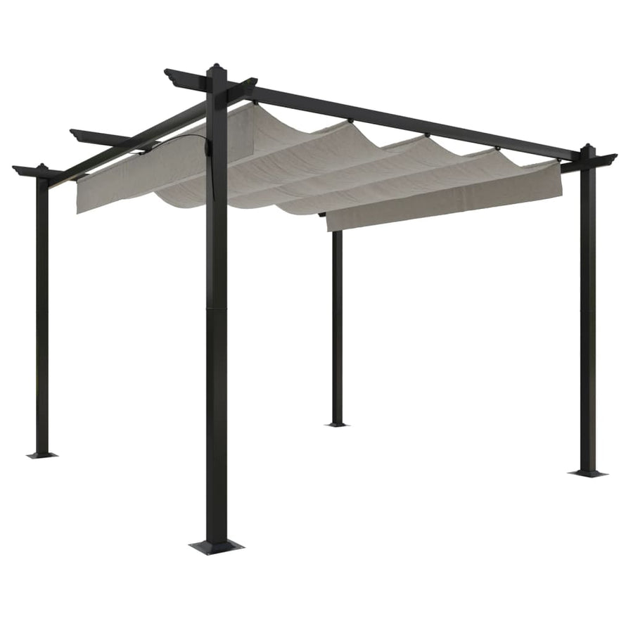 Tuinprieel Met Uittrekbaar Dak 3X3 M Kleurig 3 x 3 x 2.2 m Crème