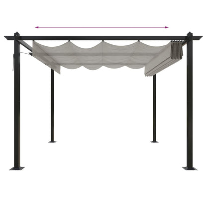 Tuinprieel Met Uittrekbaar Dak 3X3 M Kleurig 3 x 3 x 2.2 m Crème