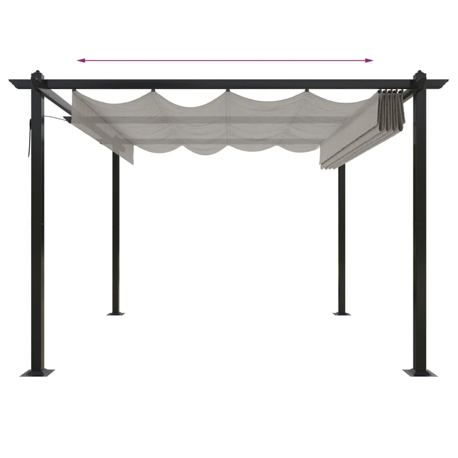 Tuinprieel Met Uittrekbaar Dak 3X3 M Kleurig 3 x 3 x 2.2 m Crème