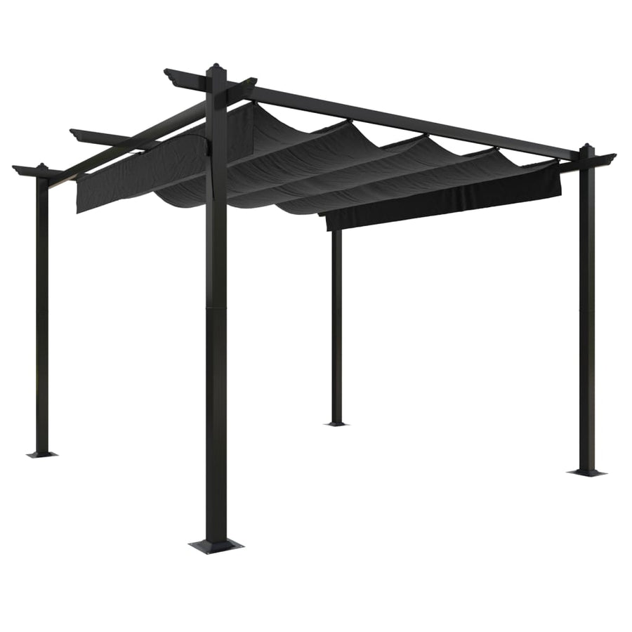 Tuinprieel Met Uittrekbaar Dak 3X3 M Kleurig 3 x 3 x 2.2 m Antraciet