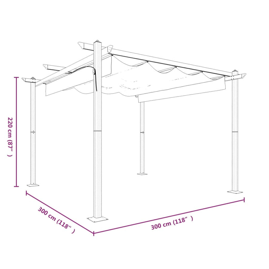 Tuinprieel Met Uittrekbaar Dak 3X3 M Kleurig 3 x 3 x 2.2 m Antraciet