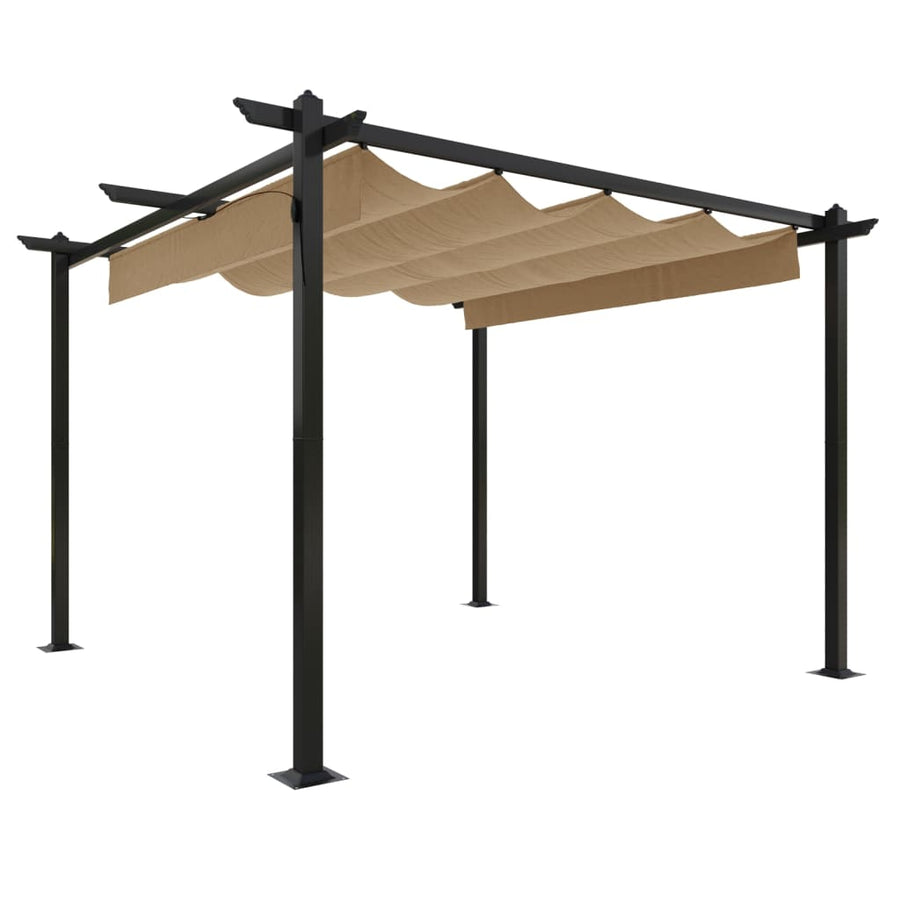 Tuinprieel Met Uittrekbaar Dak 3X3 M 3 x 3 x 2.2 m Taupe