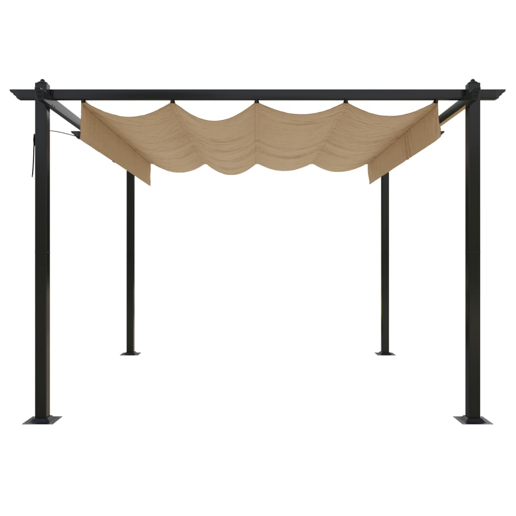 Tuinprieel Met Uittrekbaar Dak 3X3 M 3 x 3 x 2.2 m Taupe