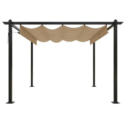 Tuinprieel Met Uittrekbaar Dak 3X3 M 3 x 3 x 2.2 m Taupe