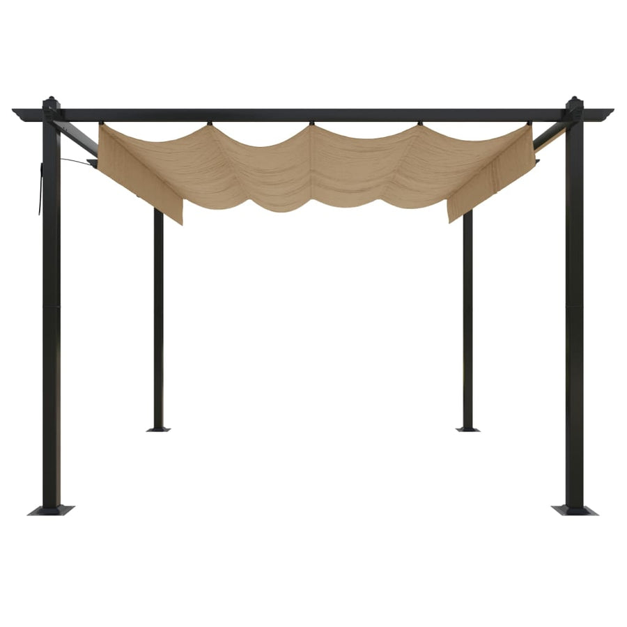 Tuinprieel Met Uittrekbaar Dak 3X3 M 3 x 3 x 2.2 m Taupe