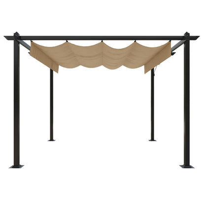 Tuinprieel Met Uittrekbaar Dak 3X3 M 3 x 3 x 2.2 m Taupe