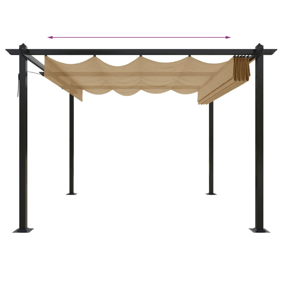 Tuinprieel Met Uittrekbaar Dak 3X3 M 3 x 3 x 2.2 m Taupe