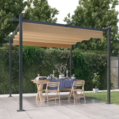Tuinprieel Met Uittrekbaar Dak 3X3 M 3 x 3 x 2.2 m Taupe