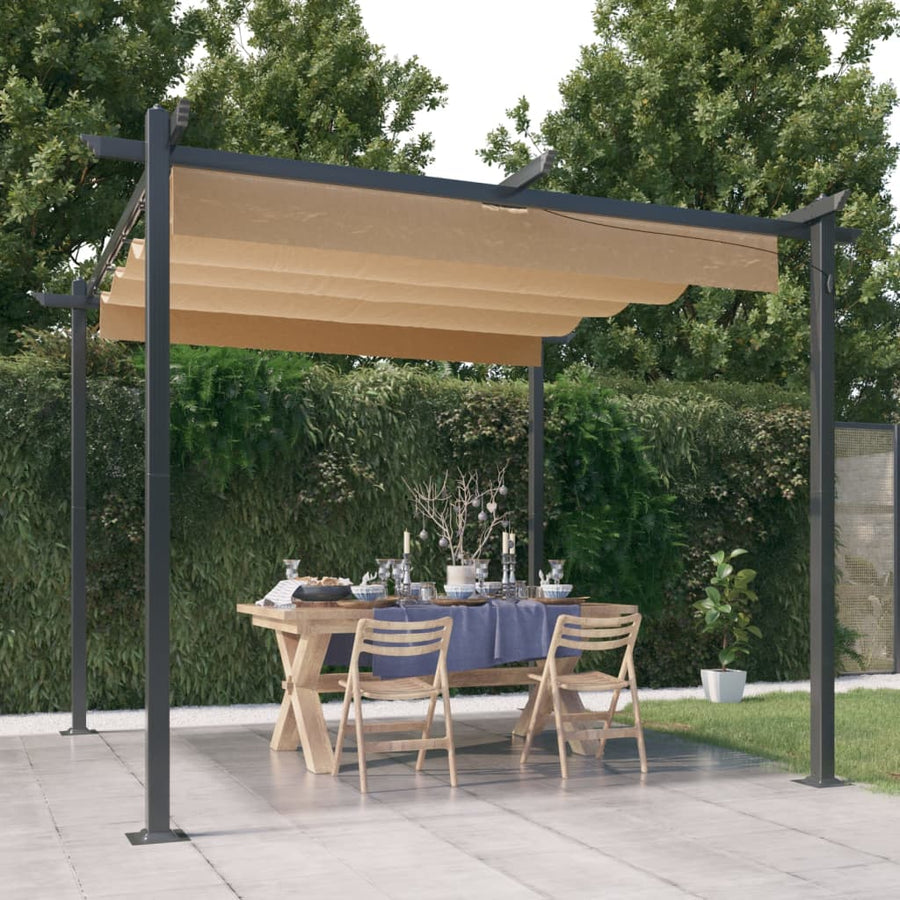Tuinprieel Met Uittrekbaar Dak 3X3 M 3 x 3 x 2.2 m Taupe