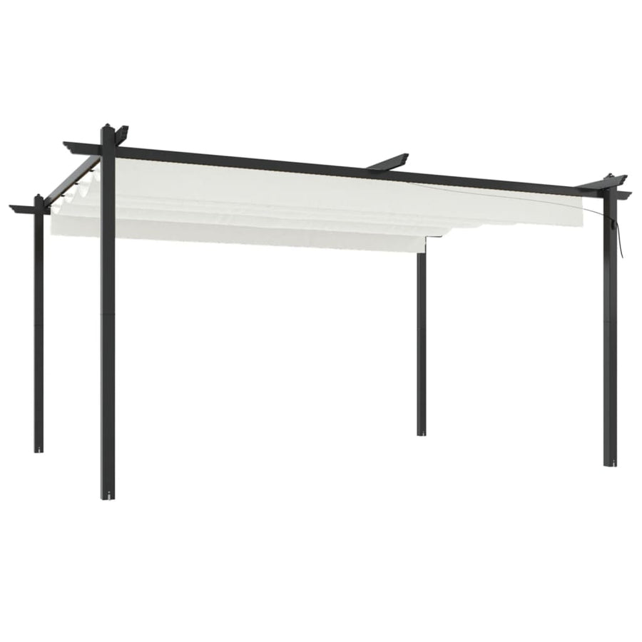 Tuinprieel Met Uittrekbaar Dak 4X3 M Kleurig 4 x 3 x 2.2 m Crème