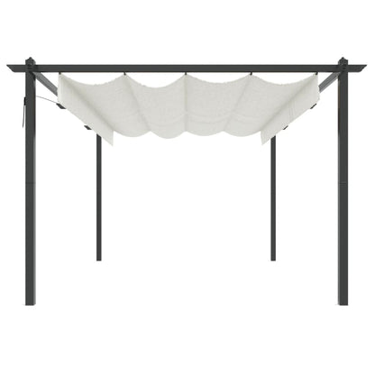 Tuinprieel Met Uittrekbaar Dak 4X3 M Kleurig 4 x 3 x 2.2 m Crème