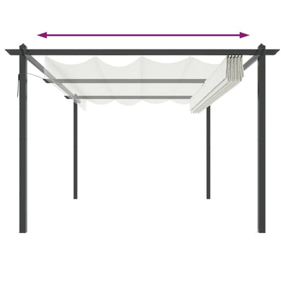 Tuinprieel Met Uittrekbaar Dak 4X3 M Kleurig 4 x 3 x 2.2 m Crème