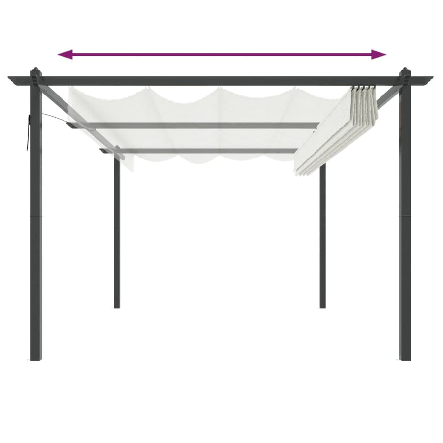Tuinprieel Met Uittrekbaar Dak 4X3 M Kleurig 4 x 3 x 2.2 m Crème