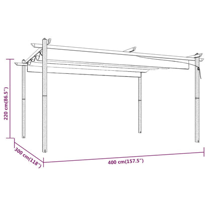Tuinprieel Met Uittrekbaar Dak 4X3 M Kleurig 4 x 3 x 2.2 m Crème