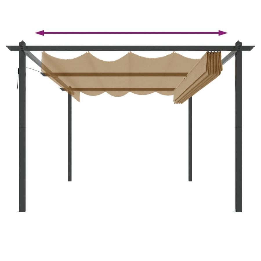 Tuinprieel Met Uittrekbaar Dak 4X3 M 4 x 3 x 2.2 m Taupe