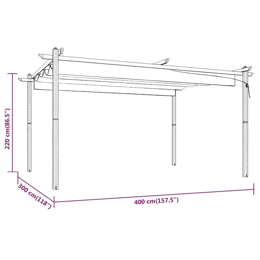 Tuinprieel Met Uittrekbaar Dak 4X3 M 4 x 3 x 2.2 m Taupe