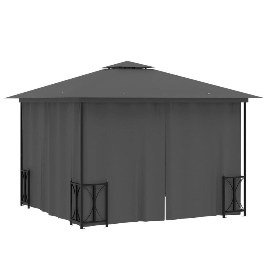 Prieel Met Zijwanden En Dubbel Dak Kleurig 3 x 3 m Antraciet