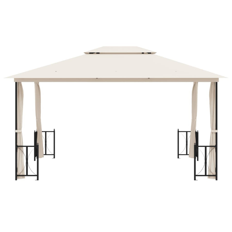Prieel Met Zijwanden En Dubbel Dak Kleurig 3 x 4 m Crème