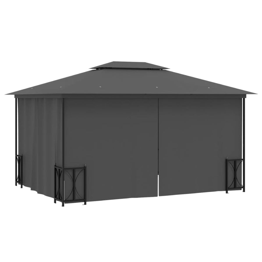 Prieel Met Zijwanden En Dubbel Dak Kleurig 3 x 4 m Antraciet