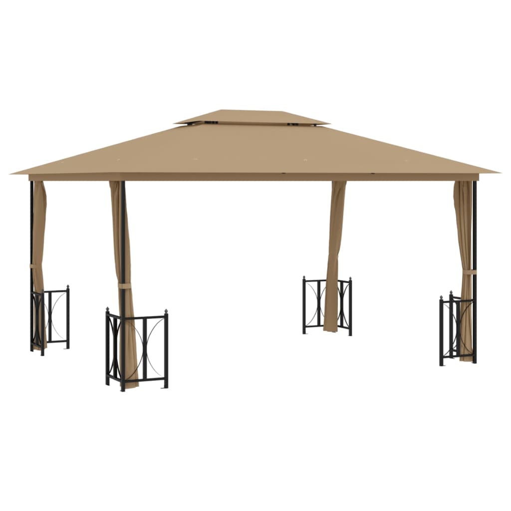 Prieel Met Zijwanden En Dubbel Dak 3 x 4 m Taupe