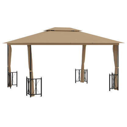 Prieel Met Zijwanden En Dubbel Dak 3 x 4 m Taupe